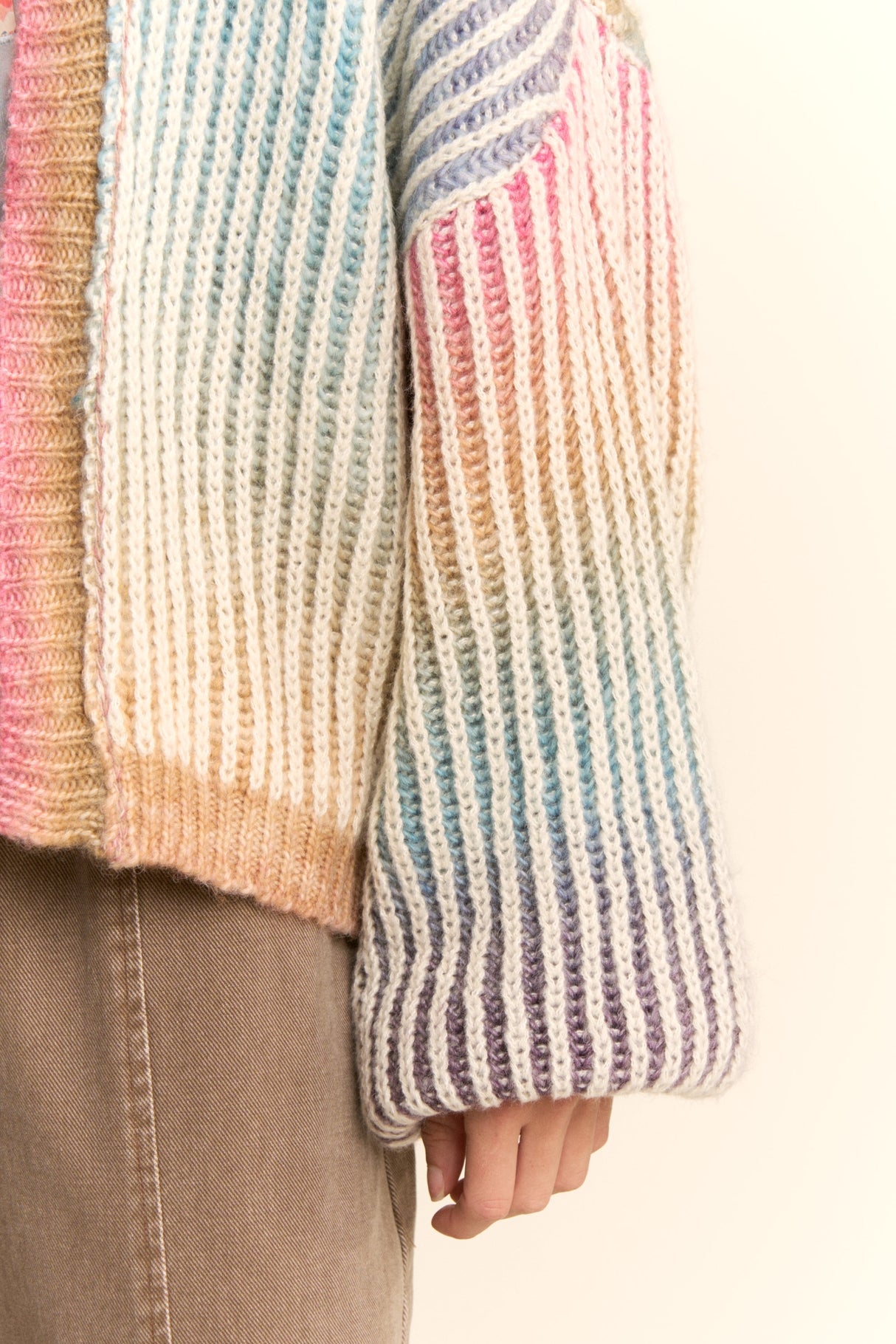 Rainbow Brite Ribbed Knit Cardigan