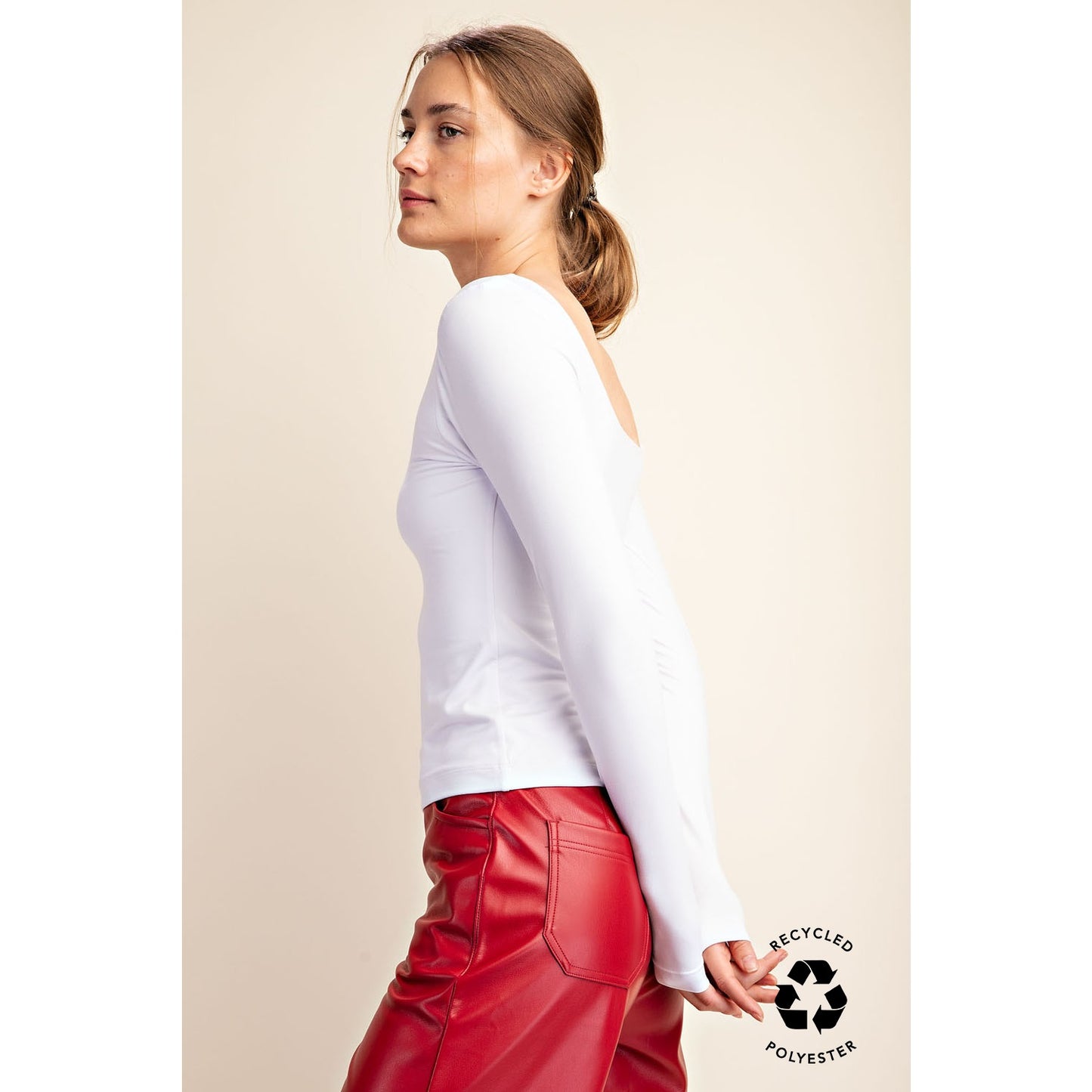 Recycled Butter Square-Neck Long Sleeve Top