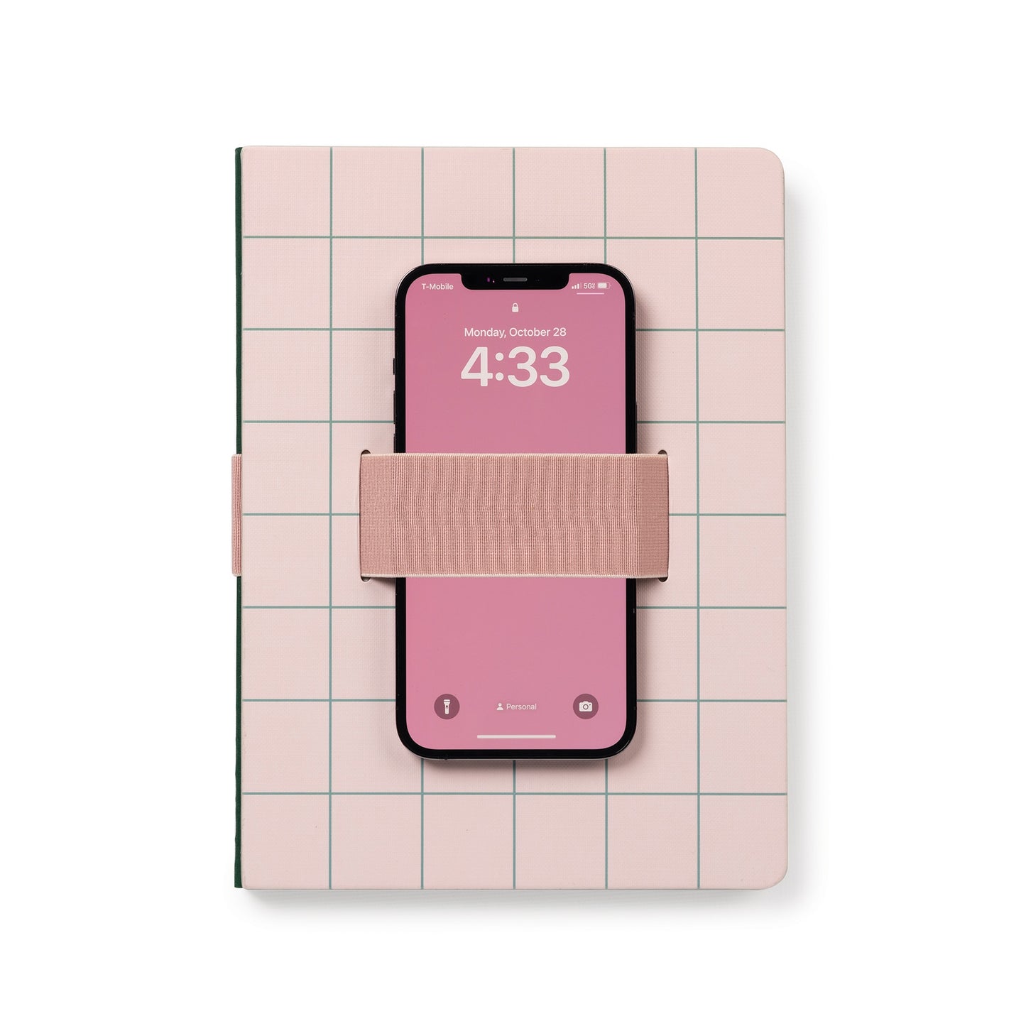 Peach & Green Grid Casey Notebook with Phone Loop
