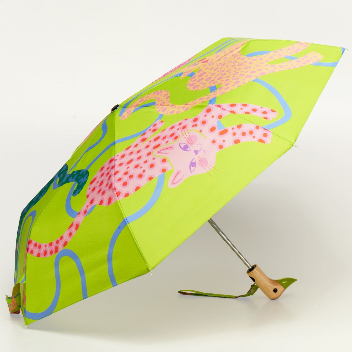 Lime Arty Cats Duckhead Umbrella
