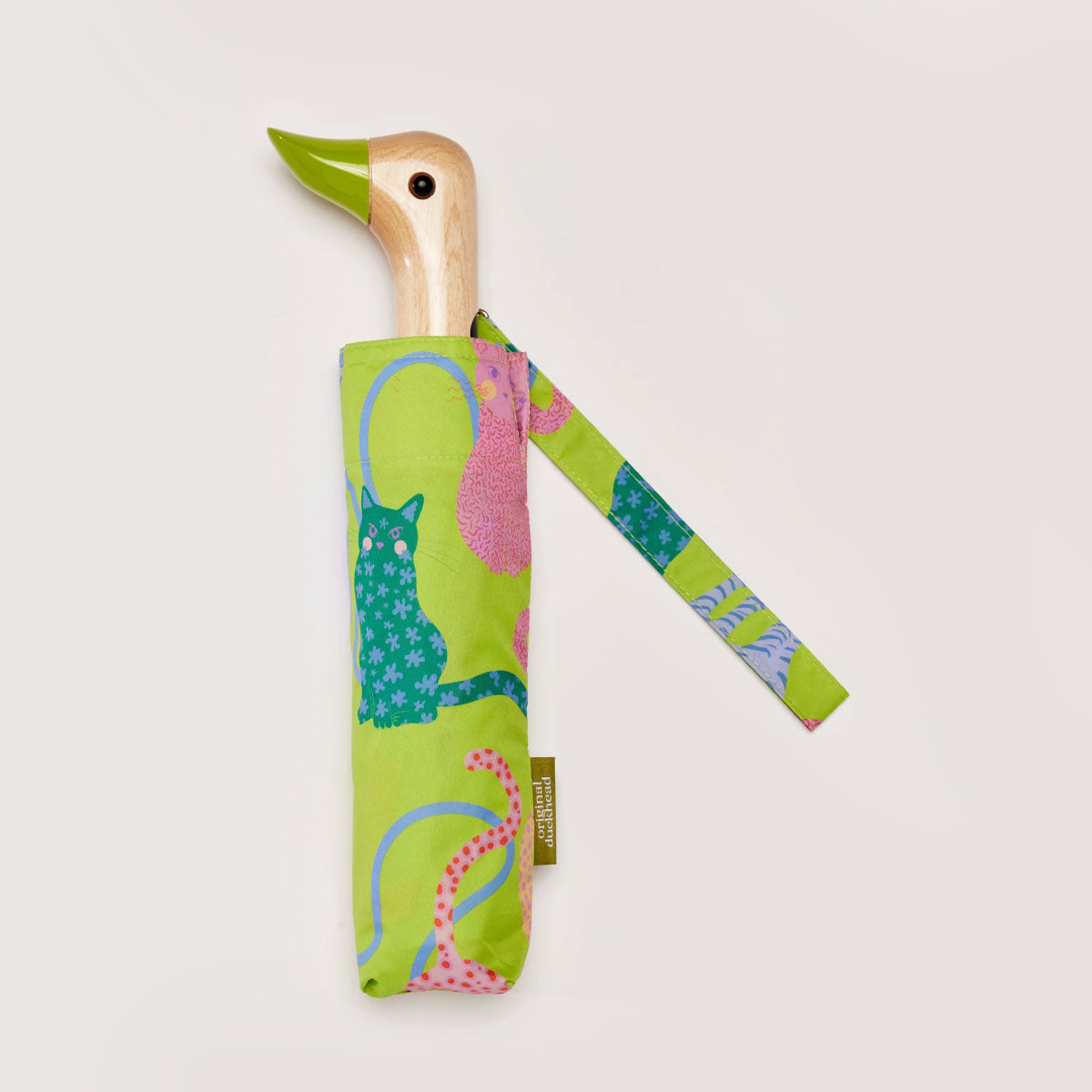 Lime Arty Cats Duckhead Umbrella