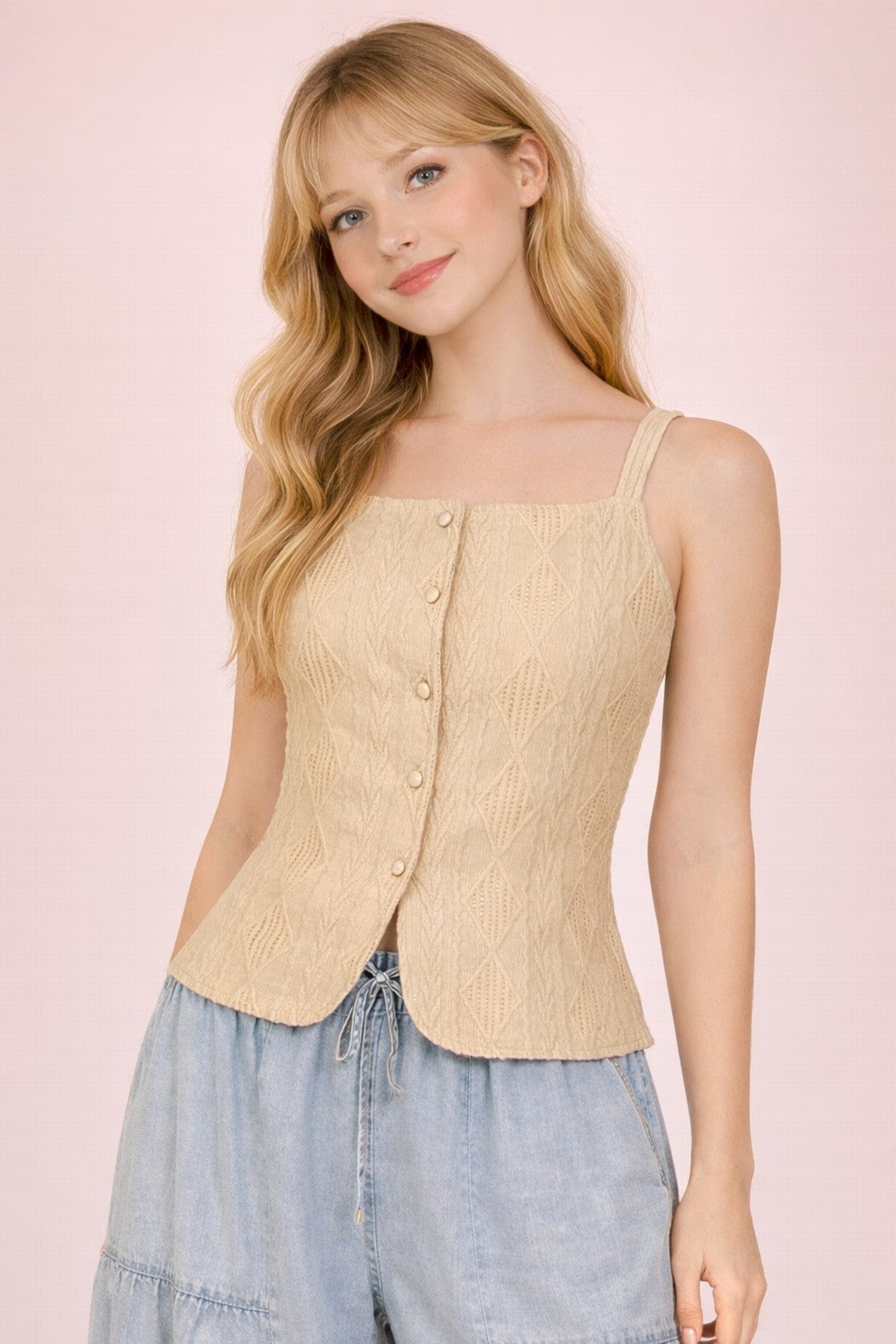 Kim Textured Sleeveless Top (S-M-L)