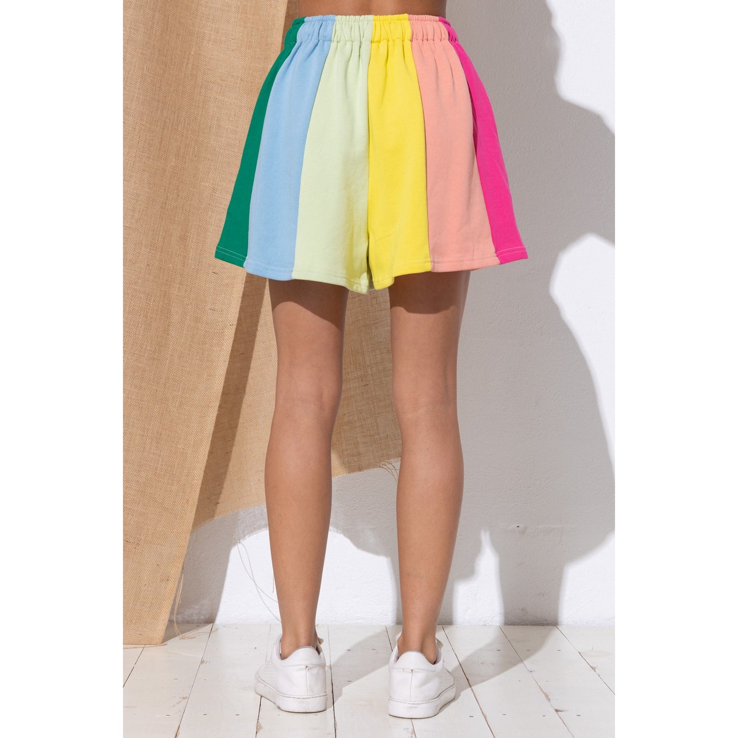 Rainbow Color-block Stripe Shorts S-3XL