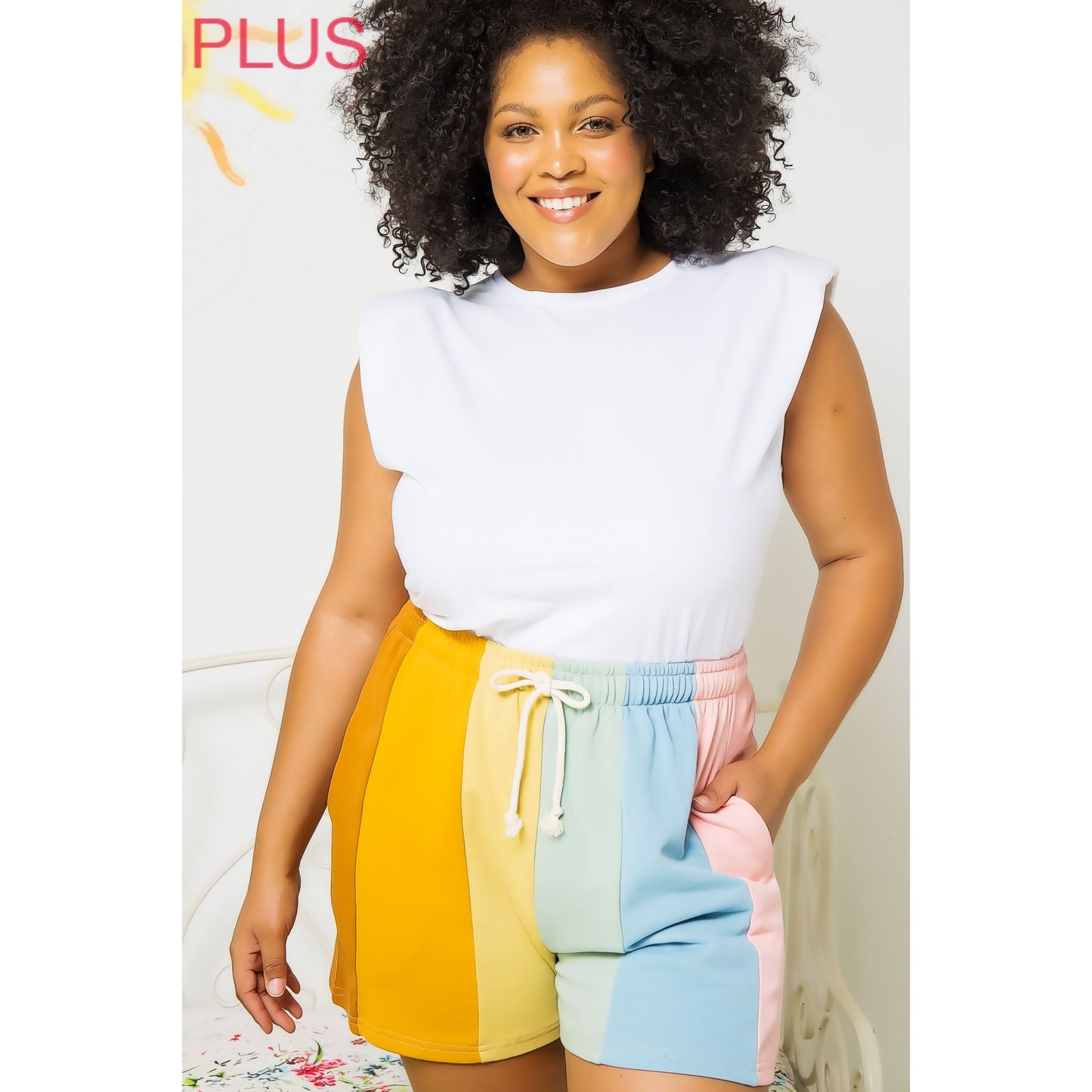 Rainbow Color-block Stripe Shorts S-3XL