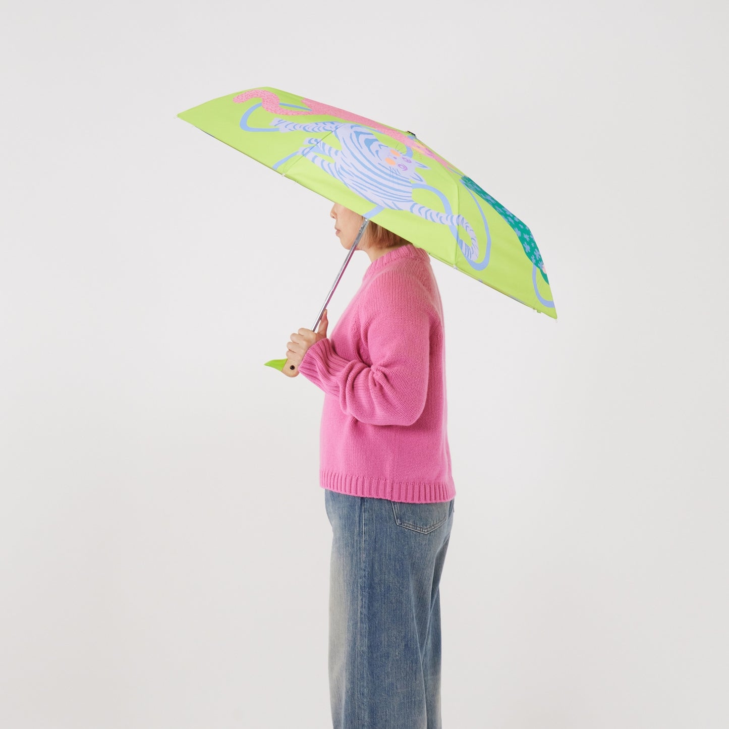 Lime Arty Cats Duckhead Umbrella