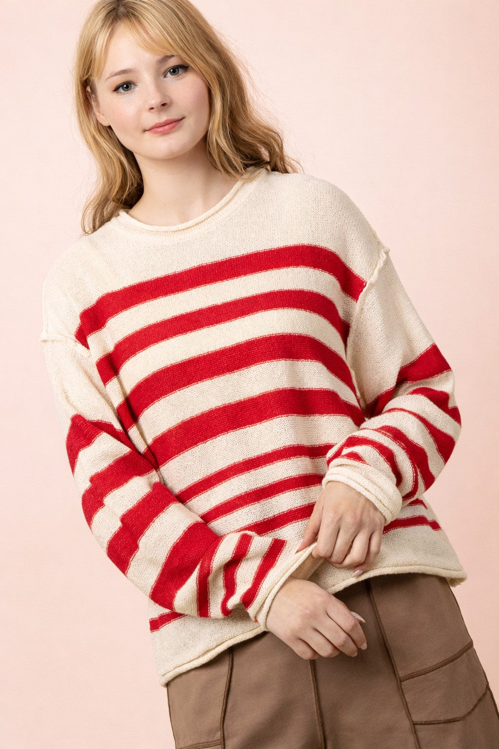 Martin Striped Oversized Knit Top (S-M-L)