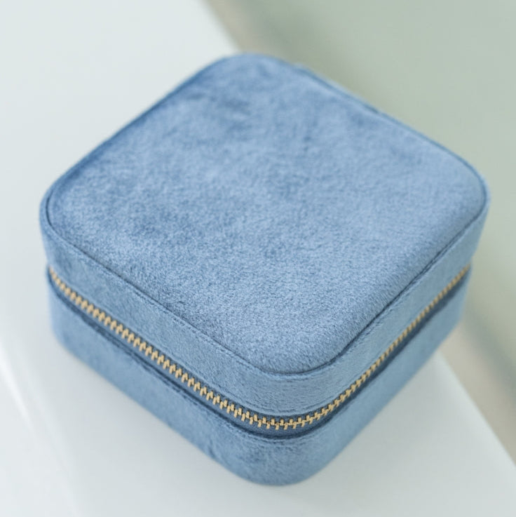 Velvet Travel Jewelry Box with Mirror