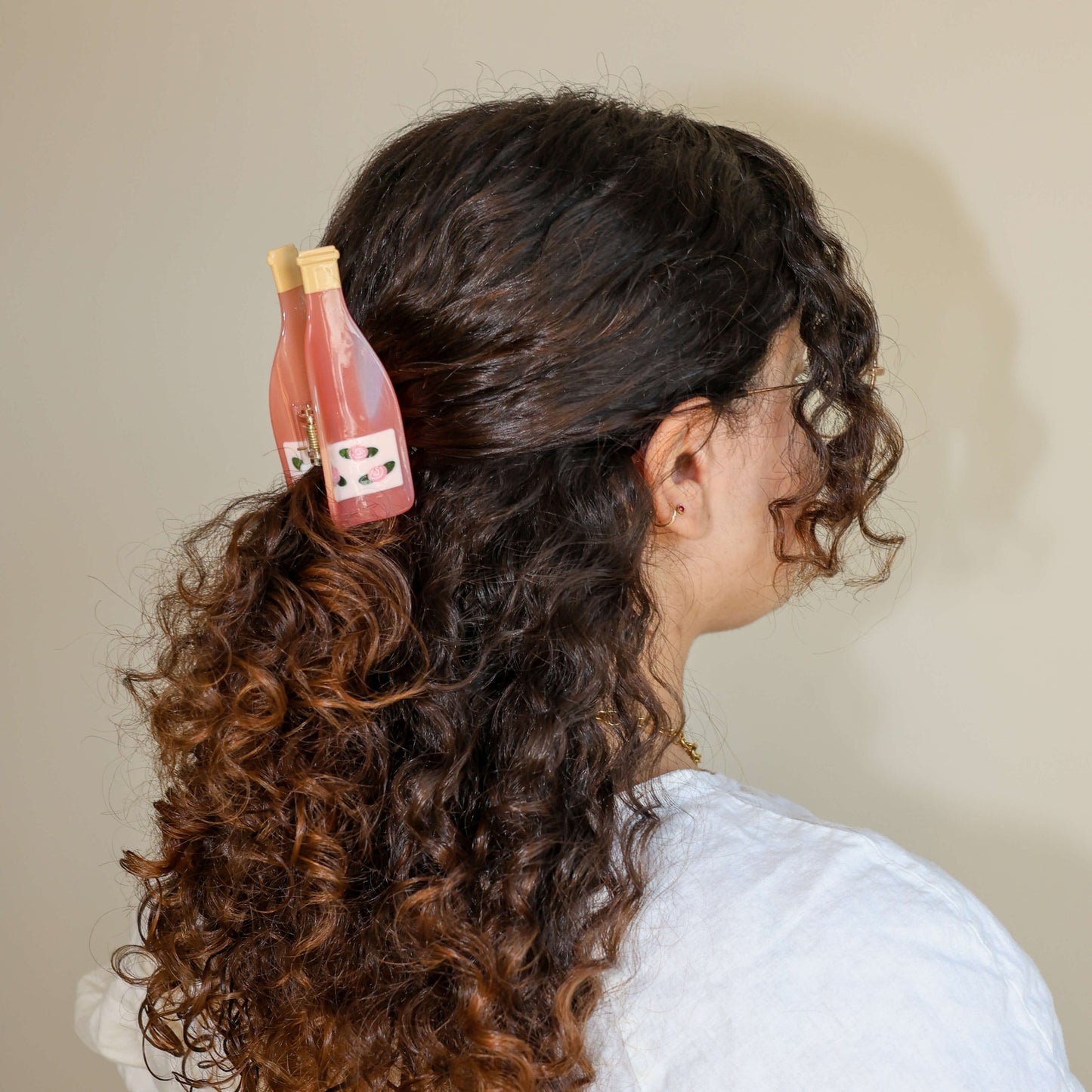 Rose Wine Bottle Hair Claw Clip
