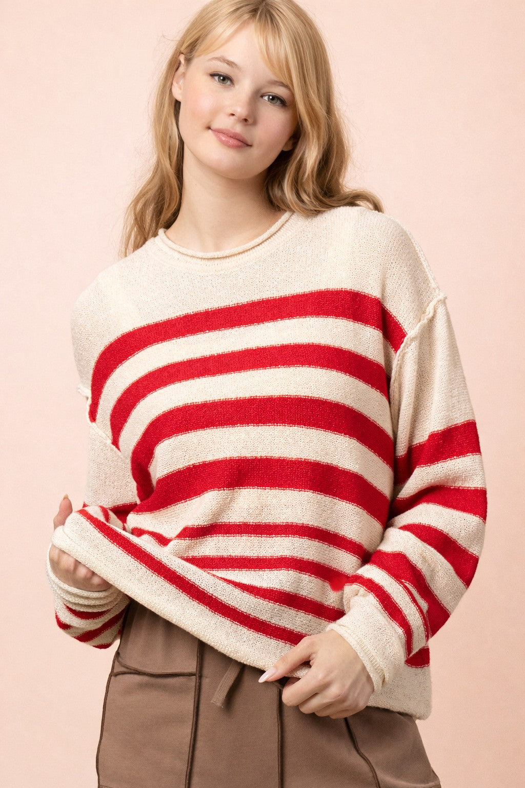 Martin Striped Oversized Knit Top (S-M-L)