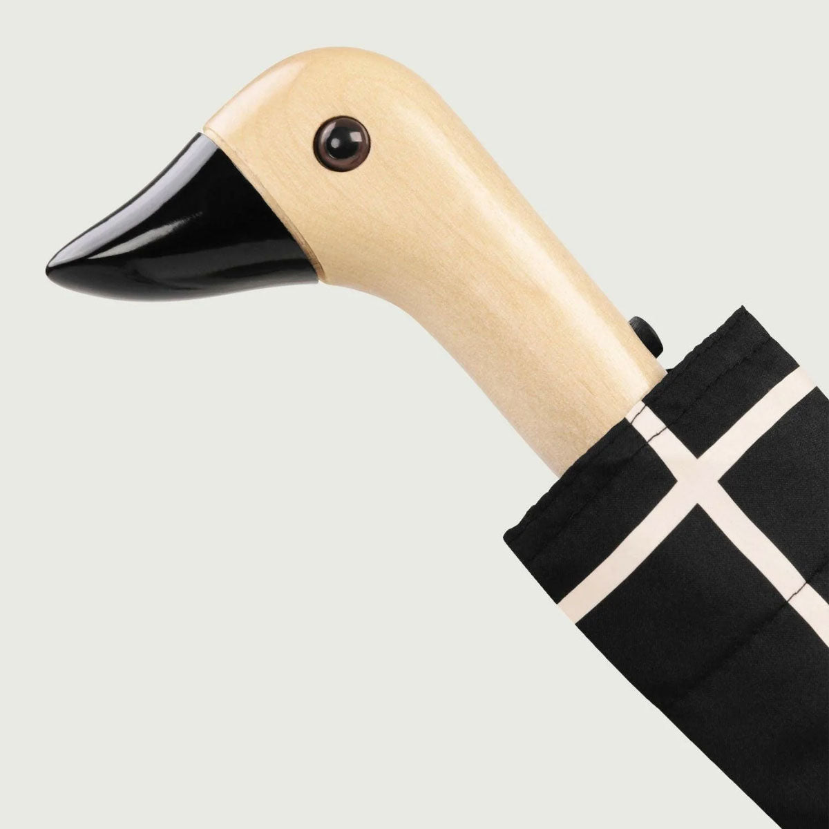 Stylish Black Grid Compact Eco - friendly Duck Umbrella