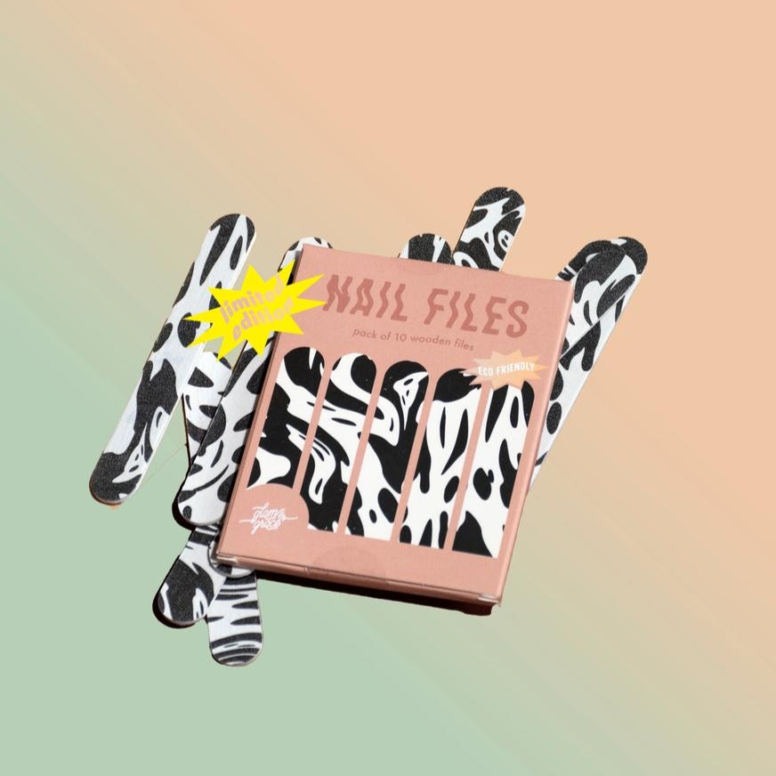 Mini Nail Files B/W Waves - Pack of 10