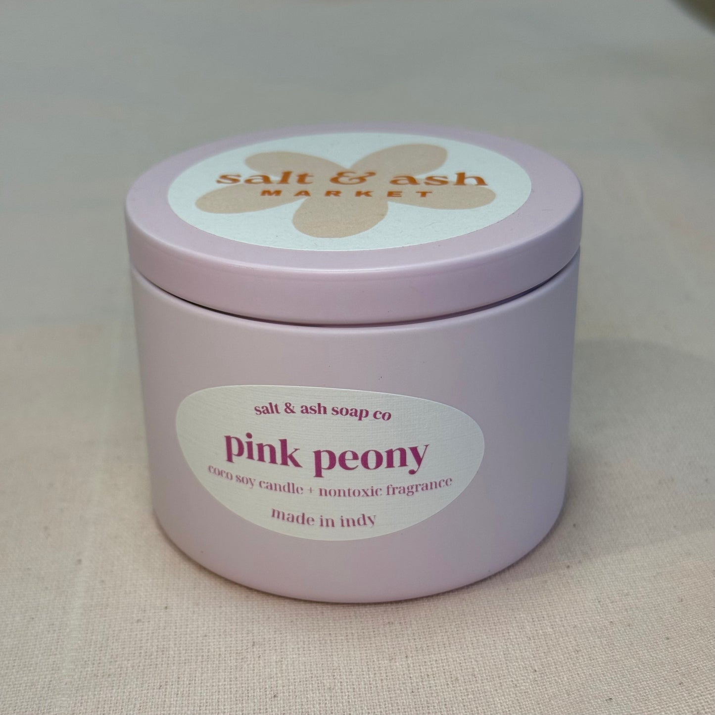 Pink Peony Summer Tin Candle