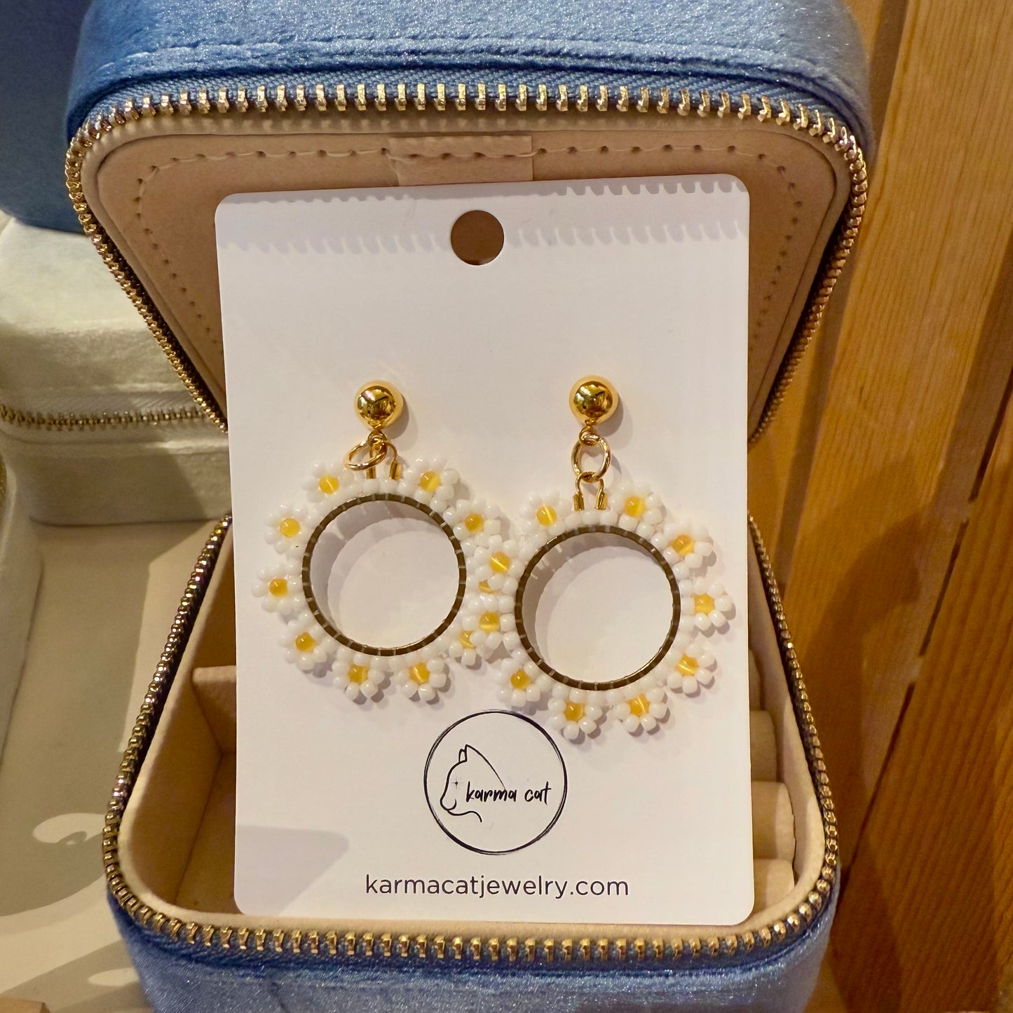 Velvet Travel Jewelry Box with Mirror