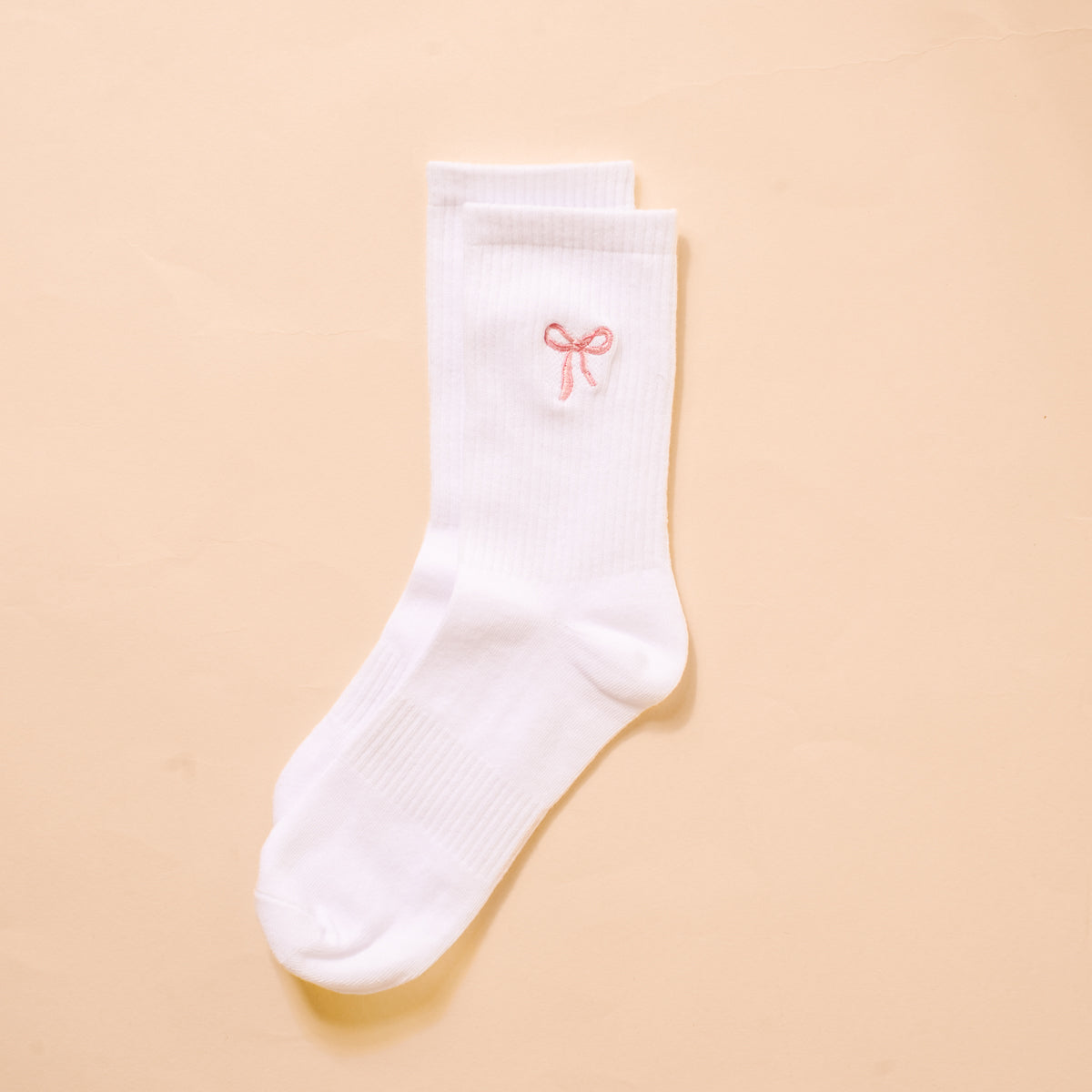 Embroidered Pink Bow Socks