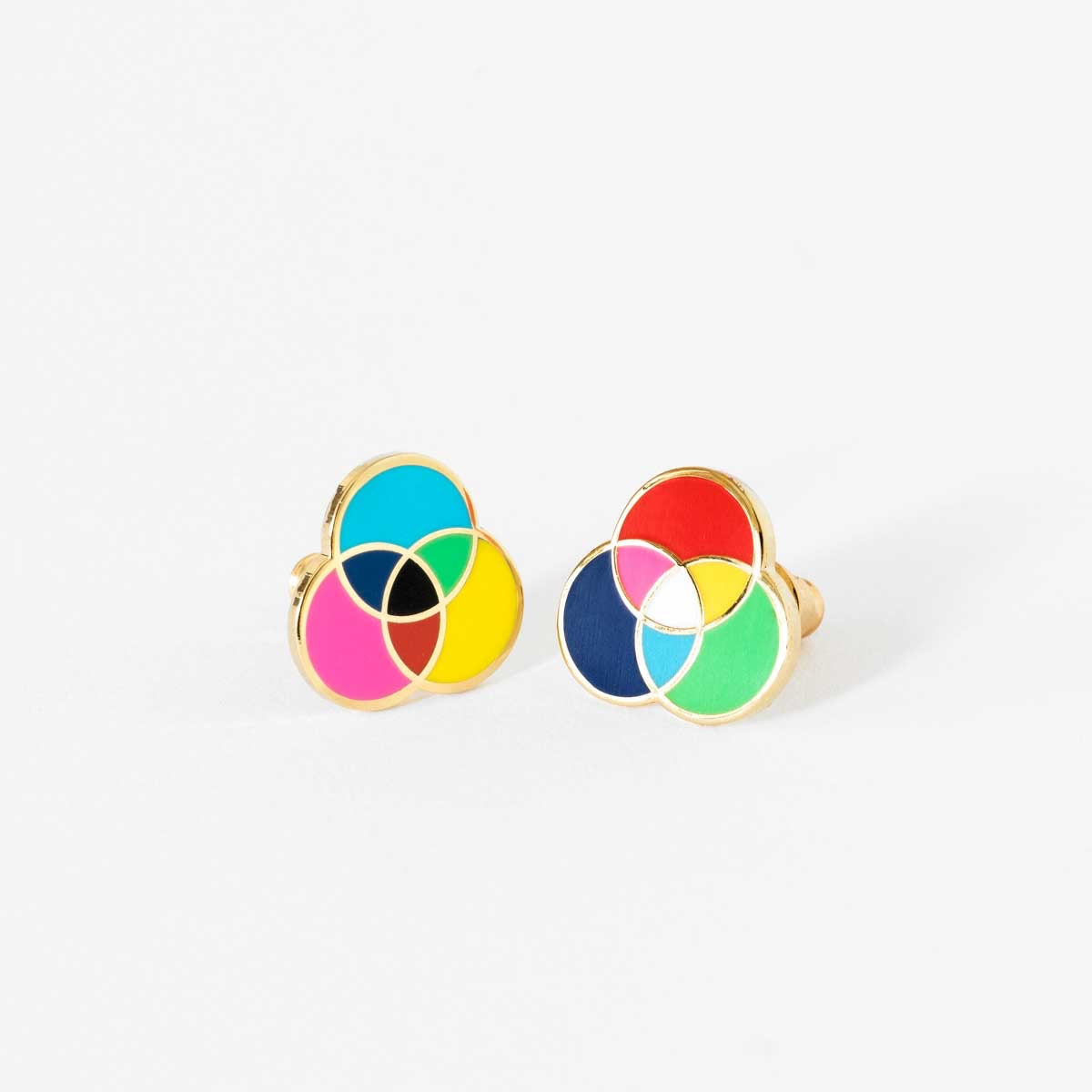 RGB and CMYK Earrings Mismatched Studs