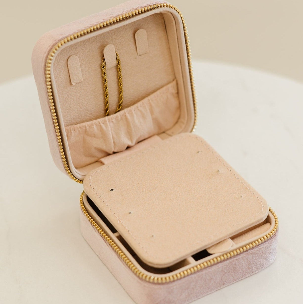Velvet Travel Jewelry Box with Mirror