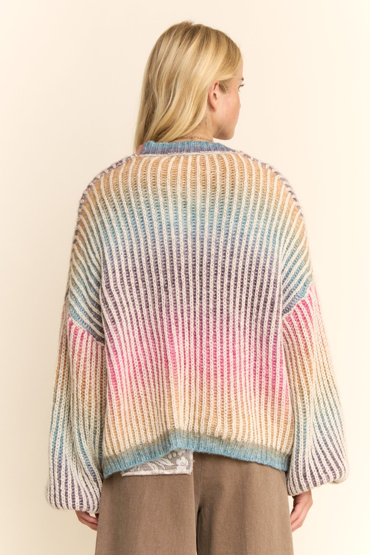 Rainbow Brite Ribbed Knit Cardigan