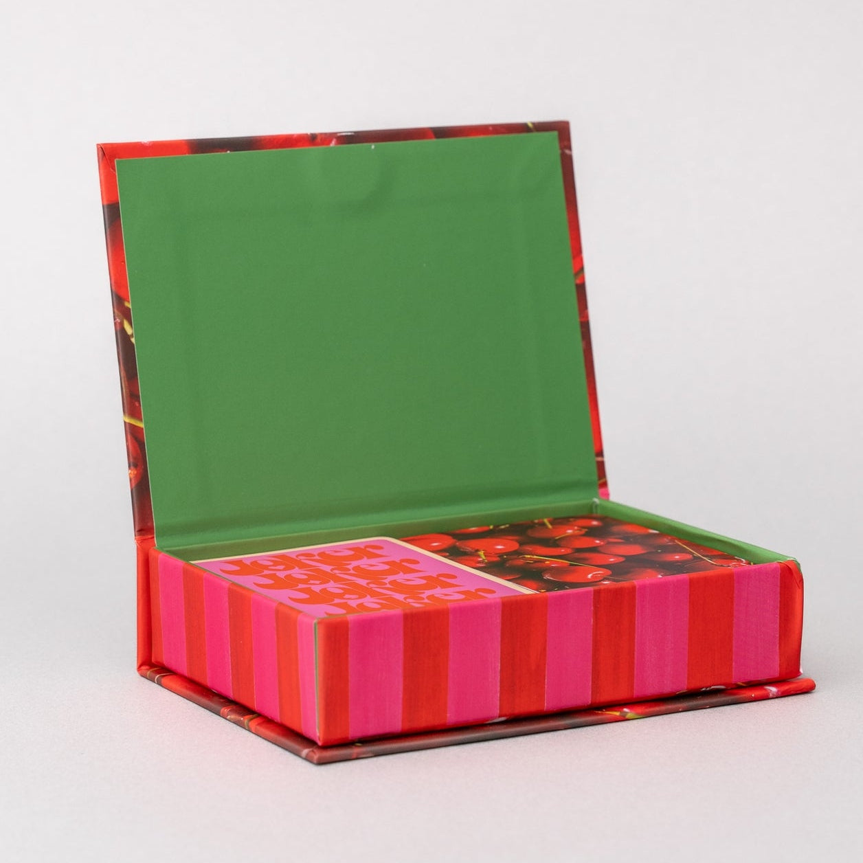Colorful box with a green interior on a white background