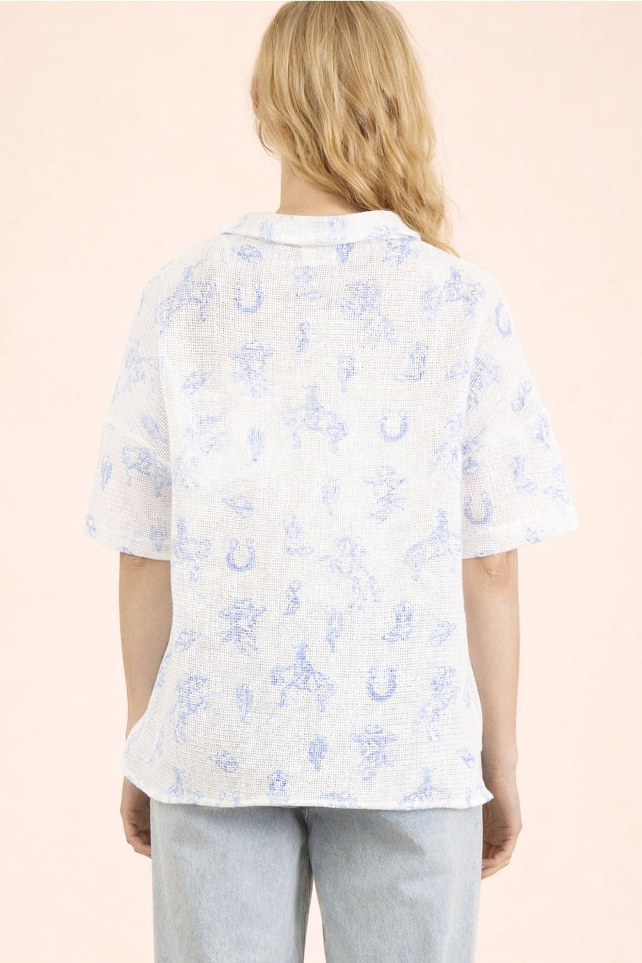 Western Graphic Button-Up Top