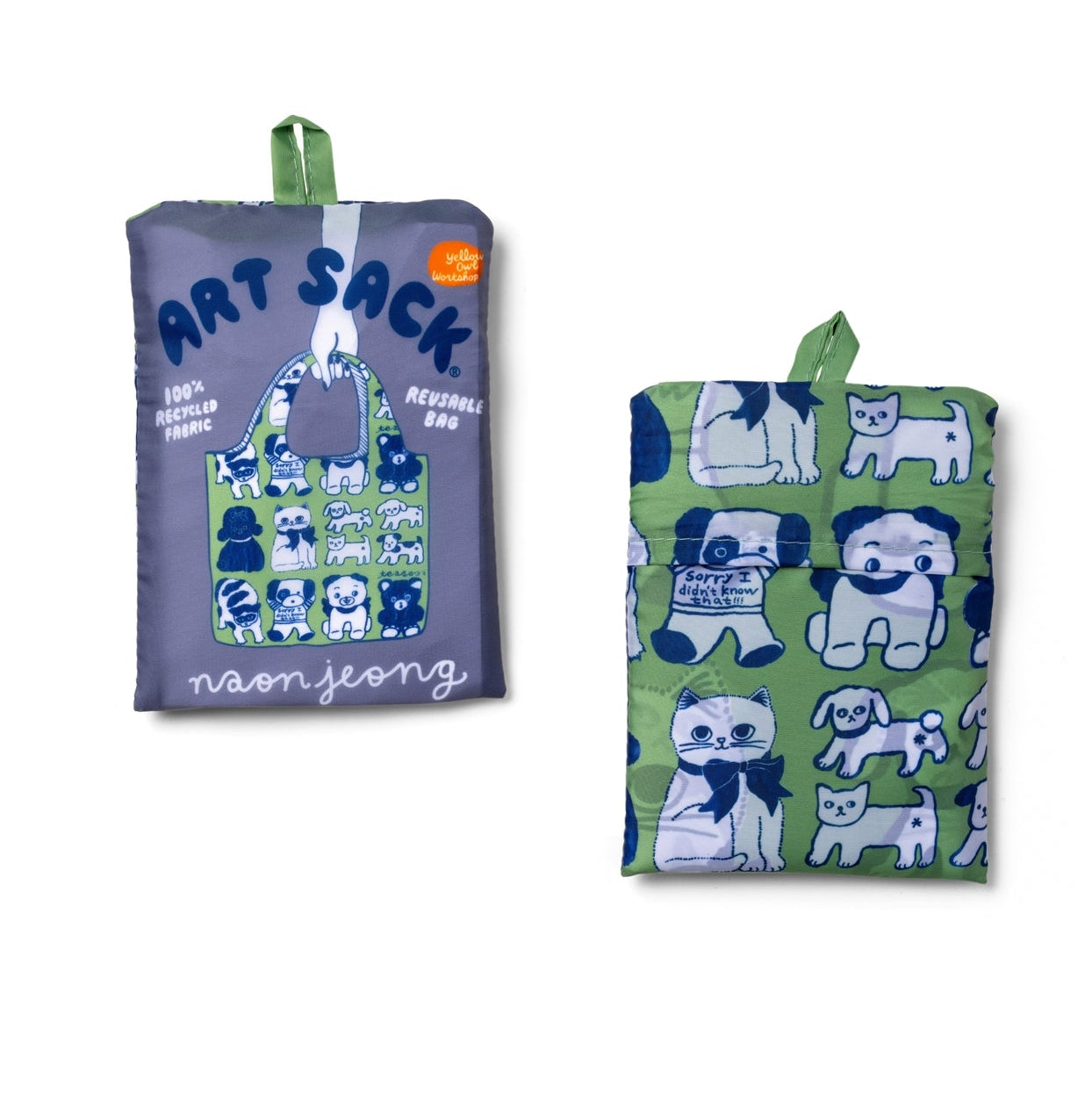 Art Sack with dog pattern on a white background
