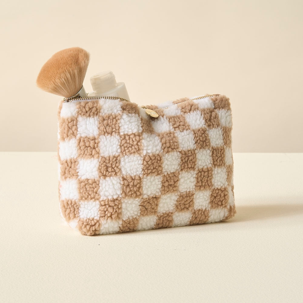 Teddy Pouch - Check Tan