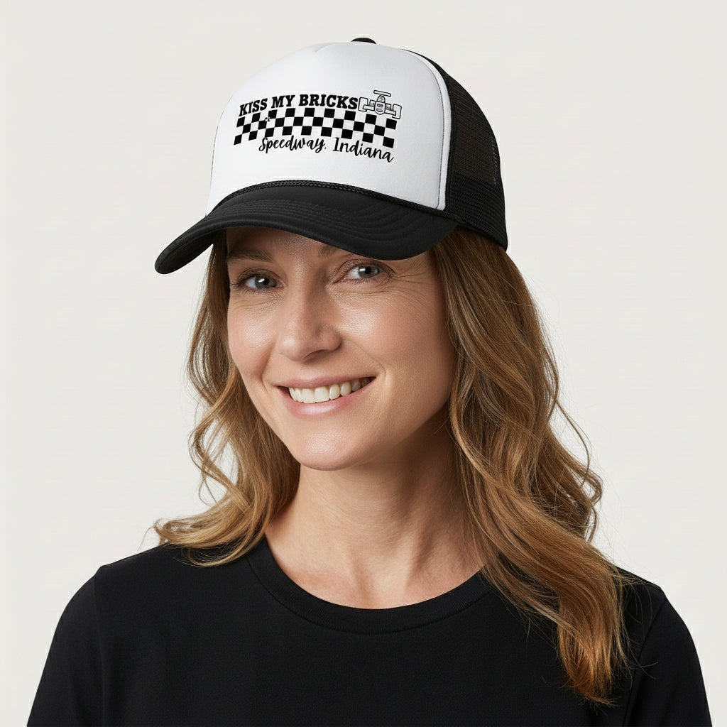 Kiss My Bricks Trucker Hat – Speedway Indiana Race Day Hat