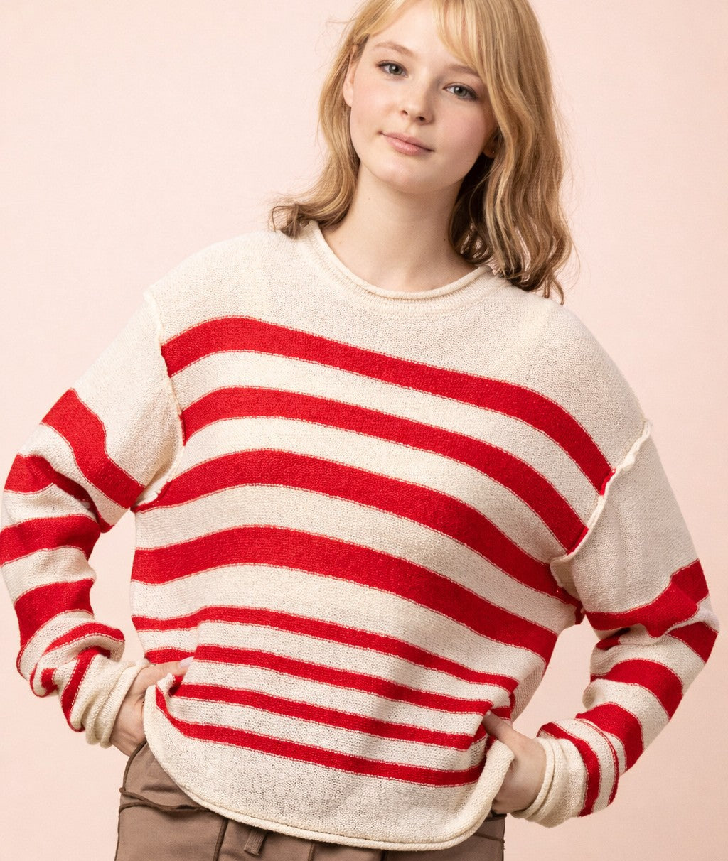 Martin Striped Oversized Knit Top (S-M-L)
