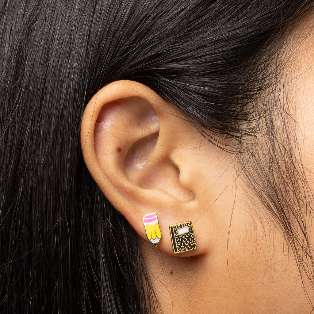 Pencil & Composition Notebook Earrings