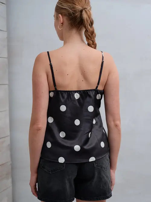 Satin Lace Polka Dot Cami
